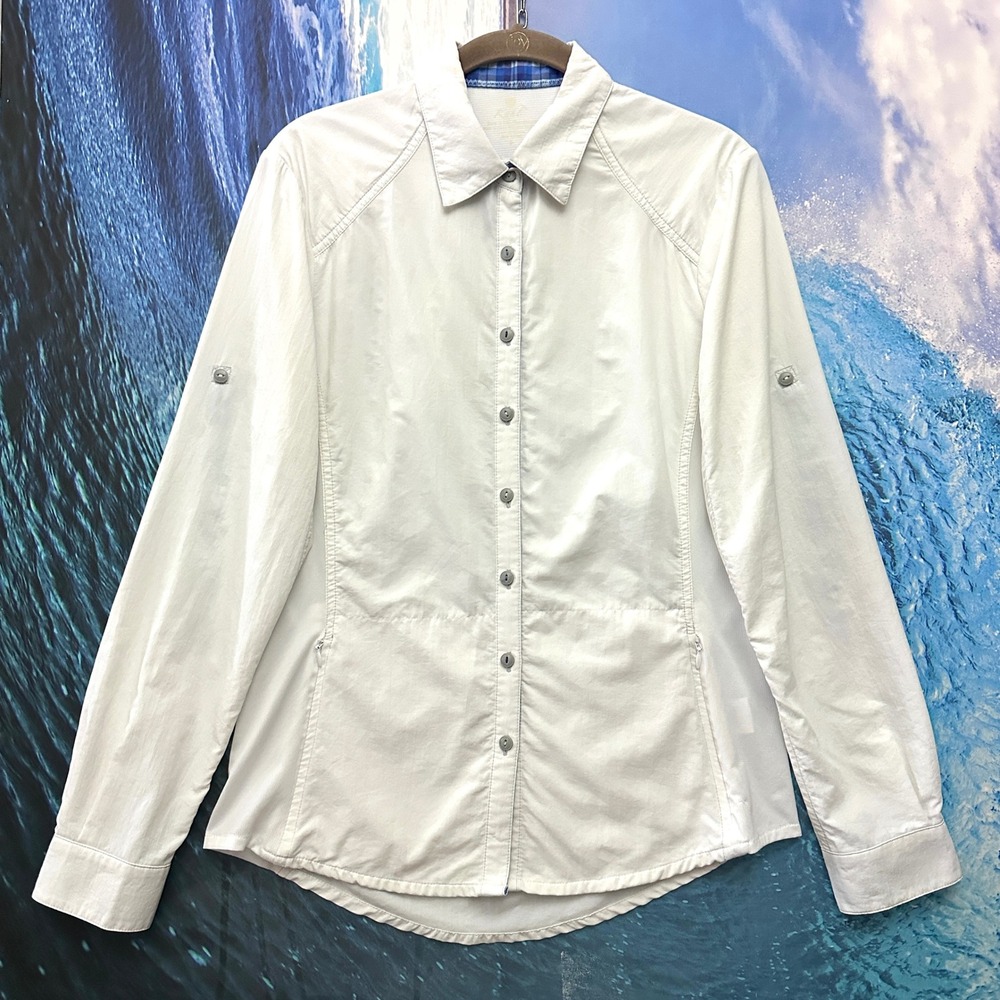 Kuhl Womens S Roll Tab Button Down Hiking Shirt Quick Dry Small White